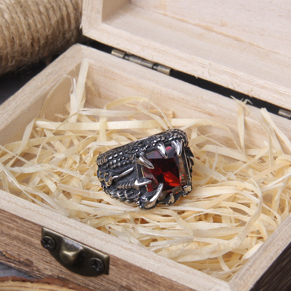 The Dragon's Claw Grasping A Gem Ring red