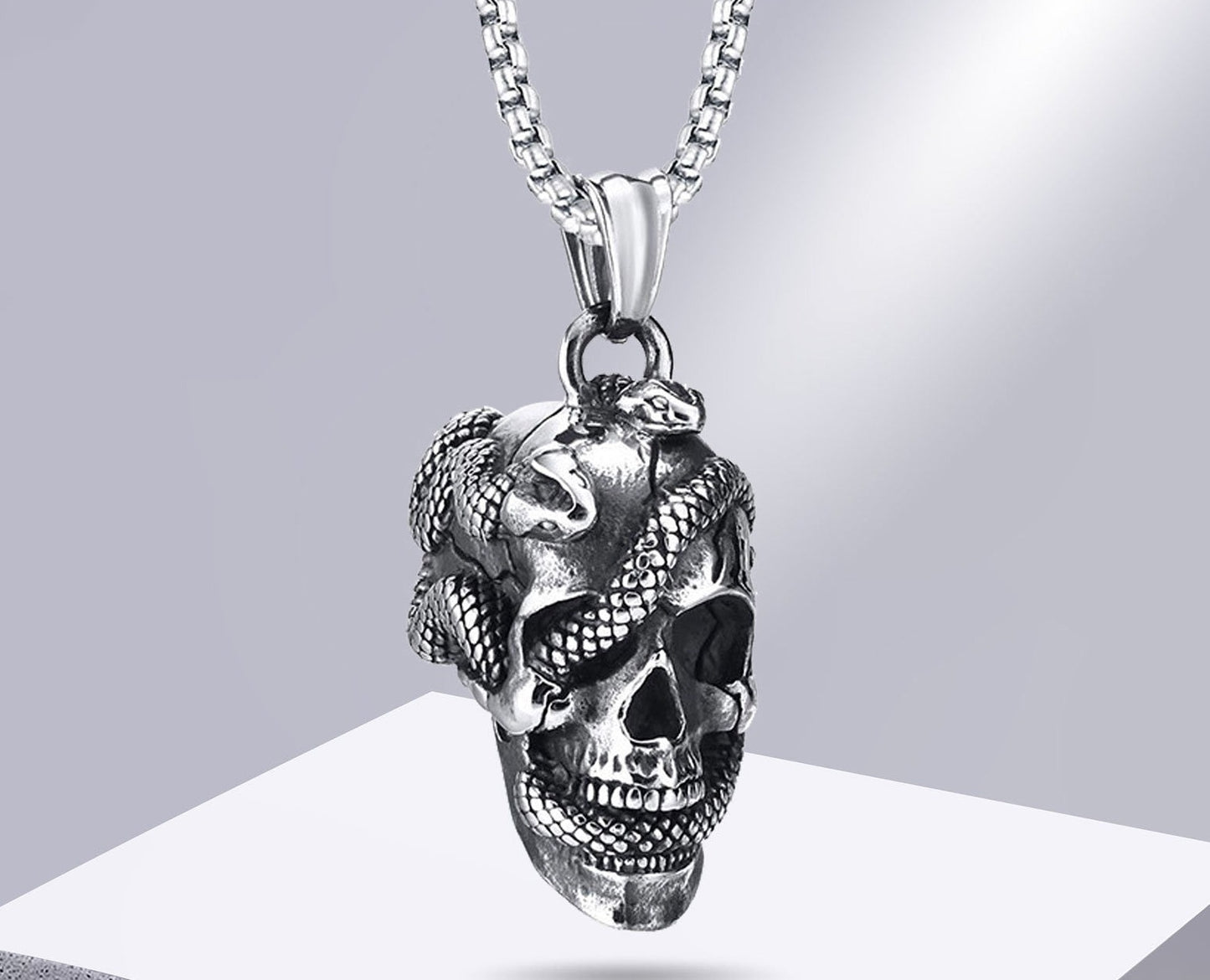 Snake And Gothic Skull Necklaces