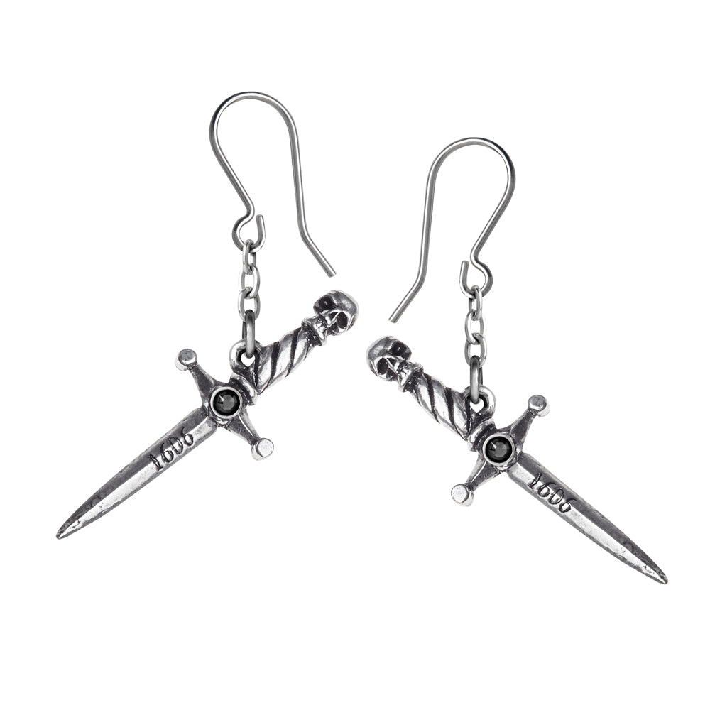 Skull Macbeth Dagger Earrings frontview