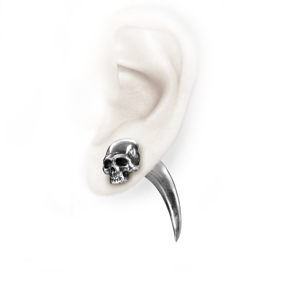 Skull And Horn Earring on a ear