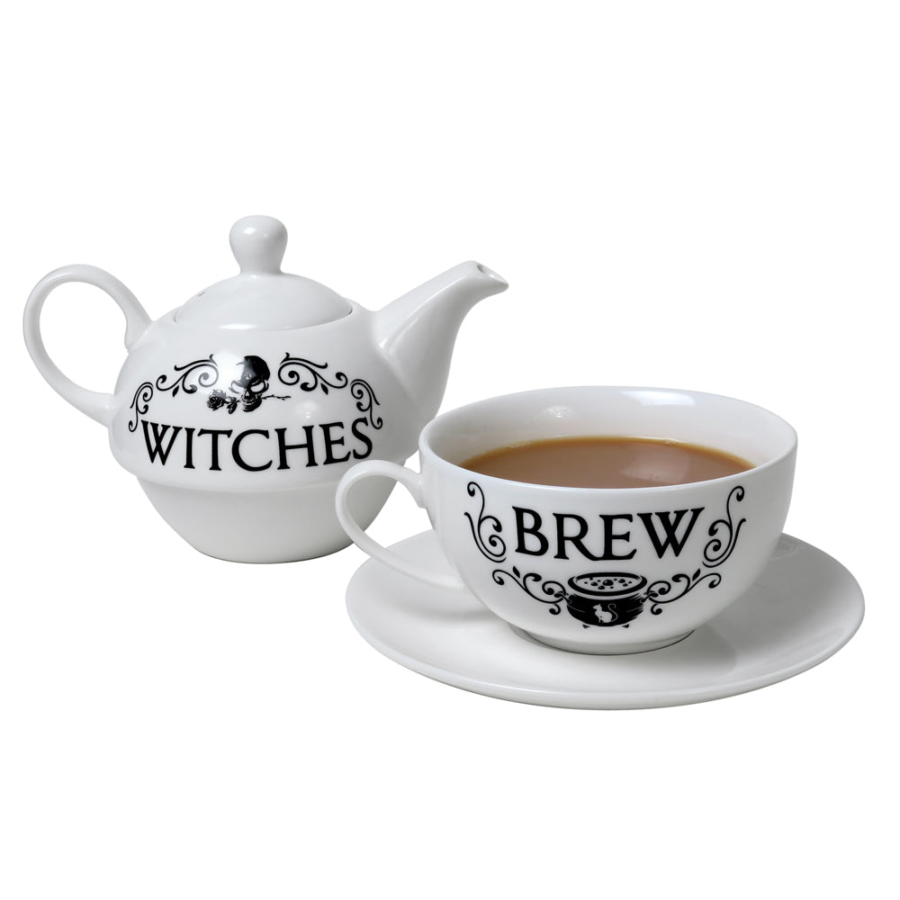 Skull Witches Brew Tea Set With Tea
