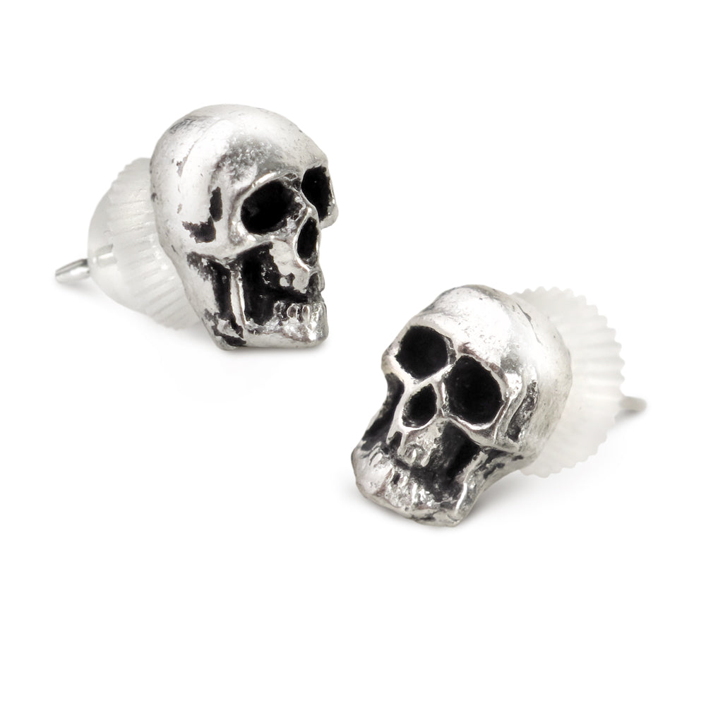 Smiling Skull Ear Studs side view