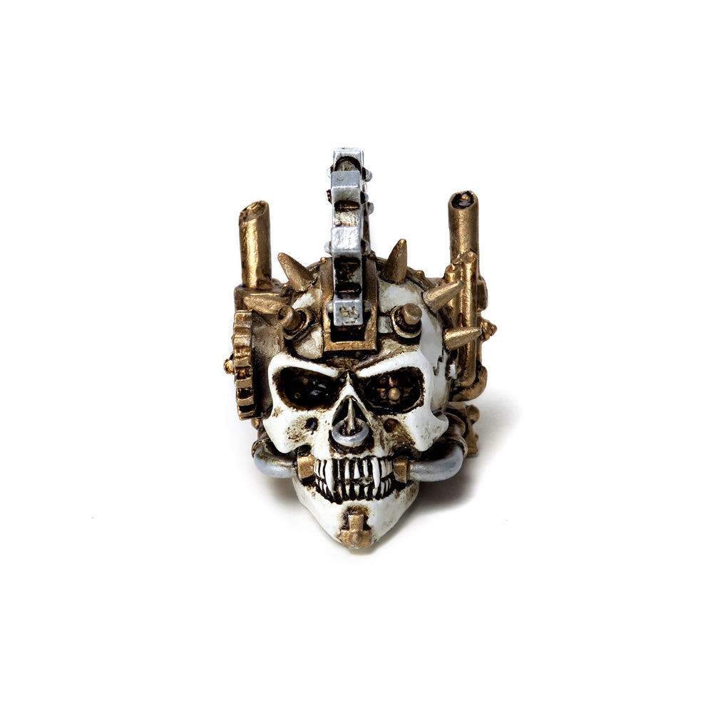 Steampunk Skull Statue front view