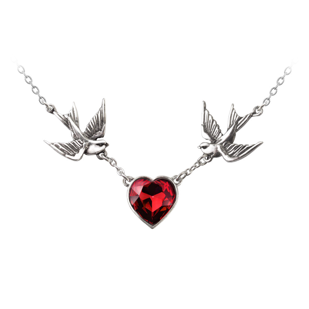 Swallow Heart Necklace close up