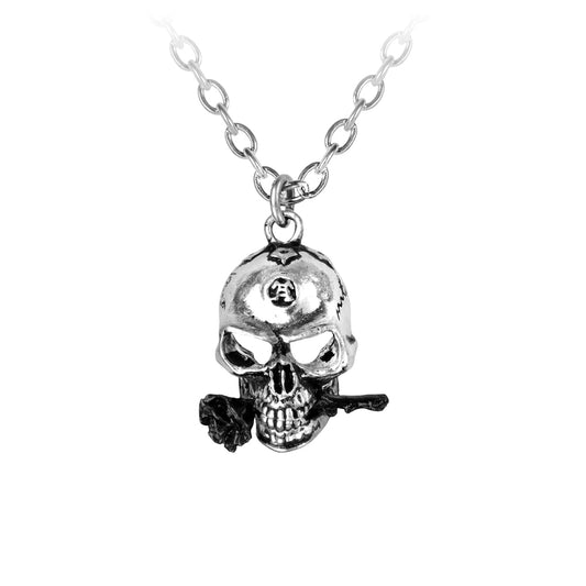 The Alchemist Skull And Rose Pendant close up