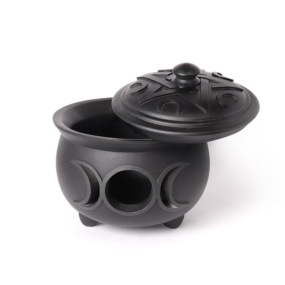 Triple Moon Cauldron Pot with lid