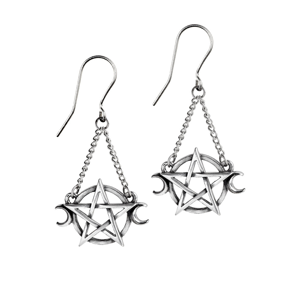 Triple Moon Pentagram Earring
