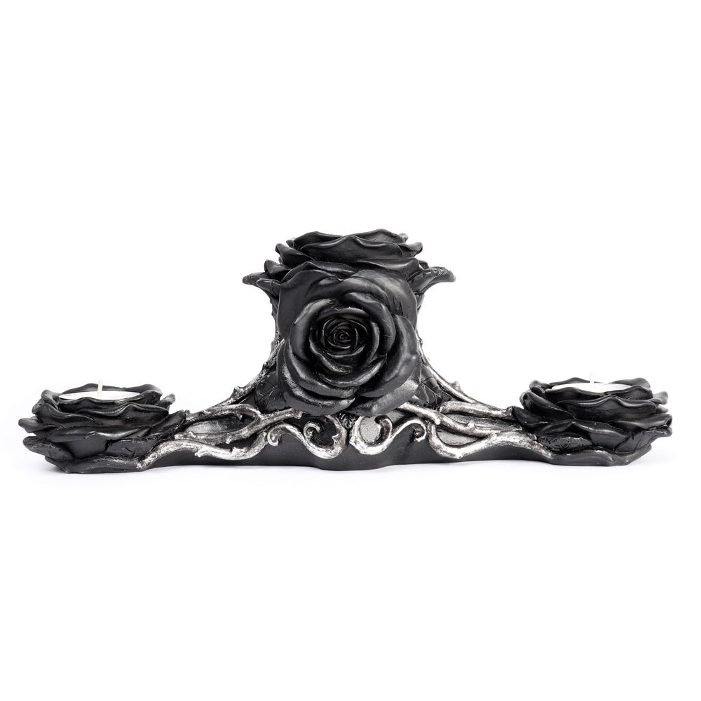 Triple Black Rose Candle Holder Front without candles