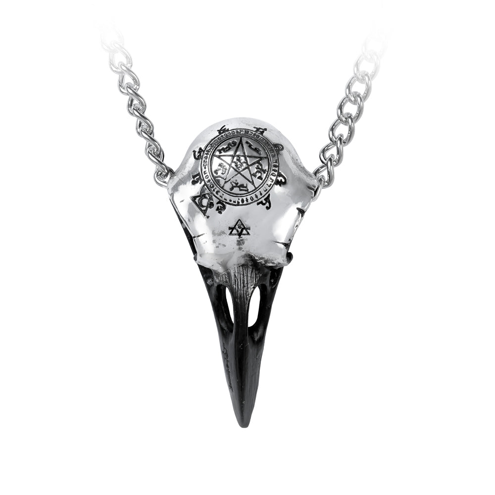 Viking Raven Skull Necklace close up