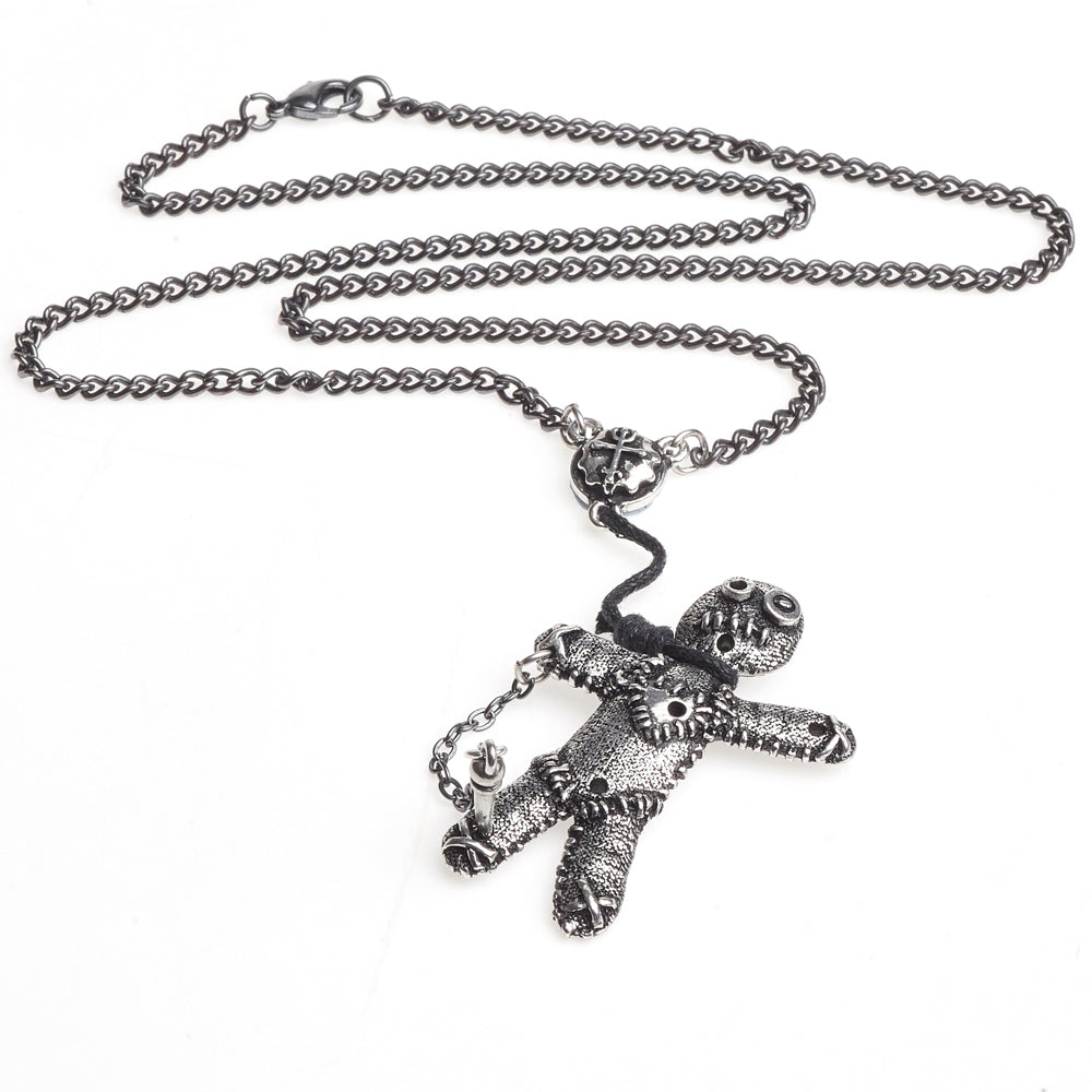 Voodoo Doll Pendant with chain and pin