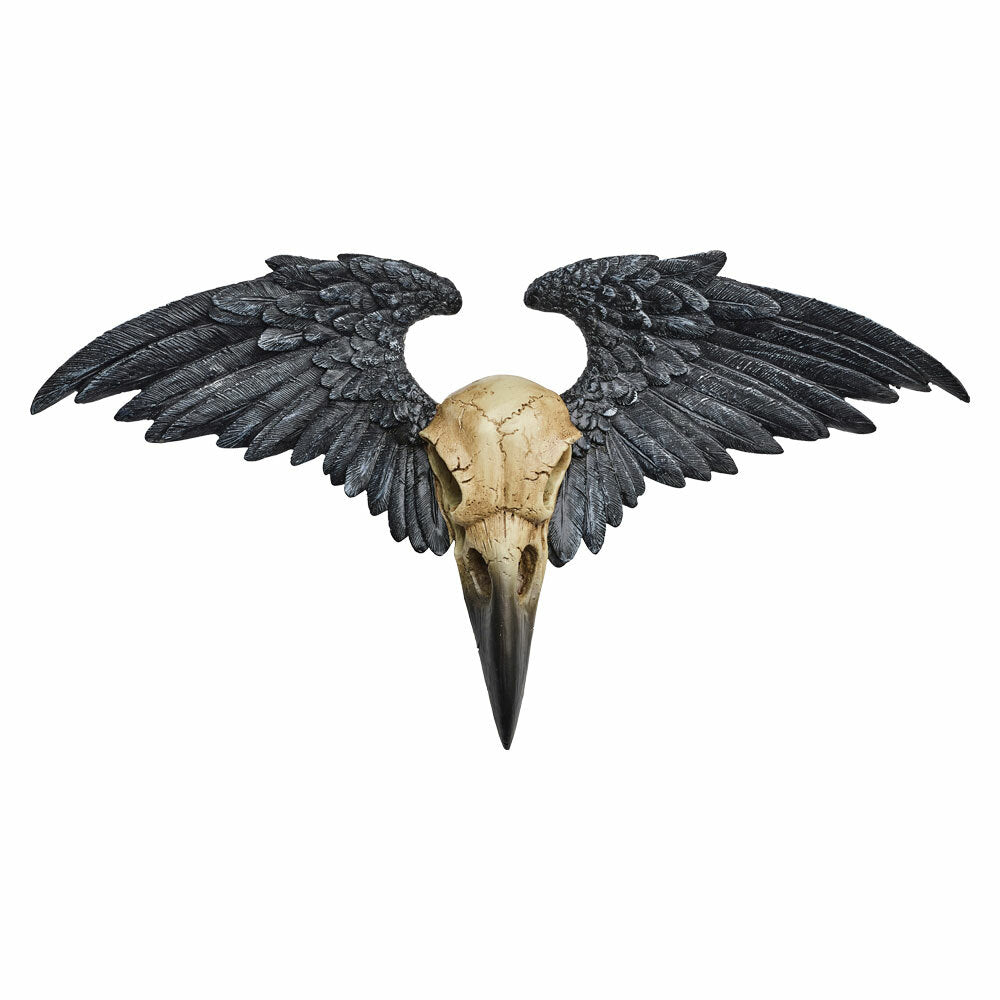 Winged Raven Skull Plaque