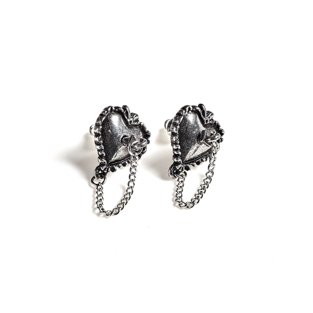 Witches Heart Ear Studs sideview