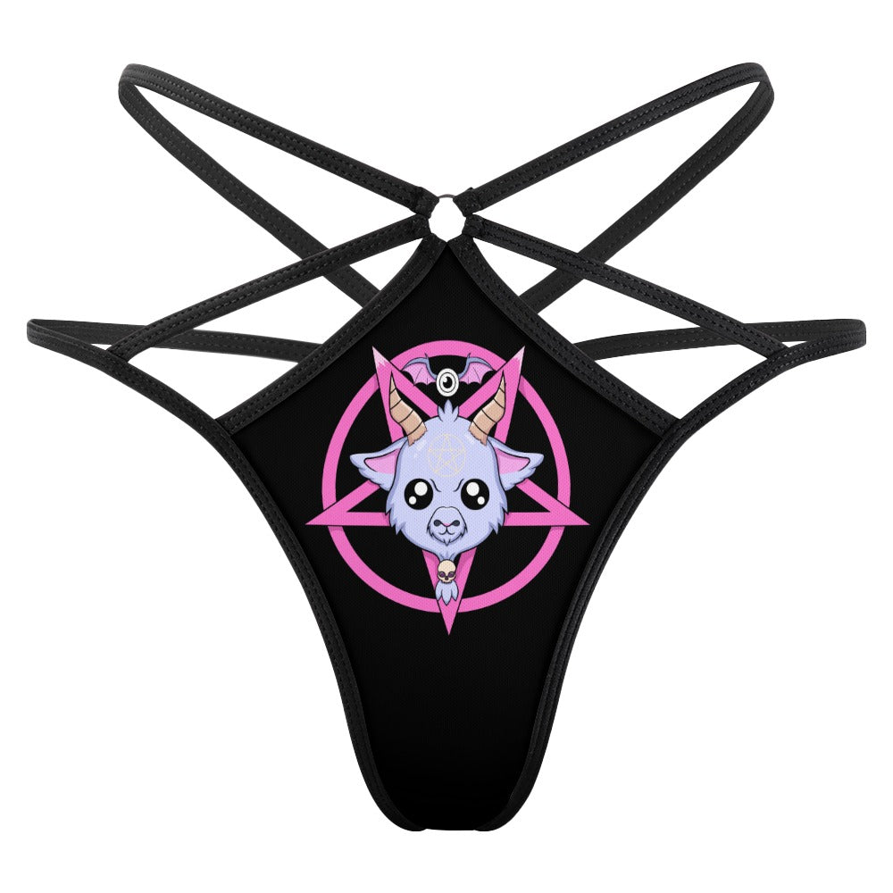 Cute Gothic Goat And Pentagram T-back Thong