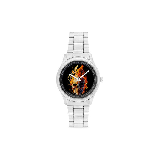 Skull With Flames  Stainless Steel Watch