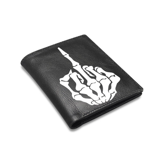 Skeleton Hand Middle Finger Leather Wallet