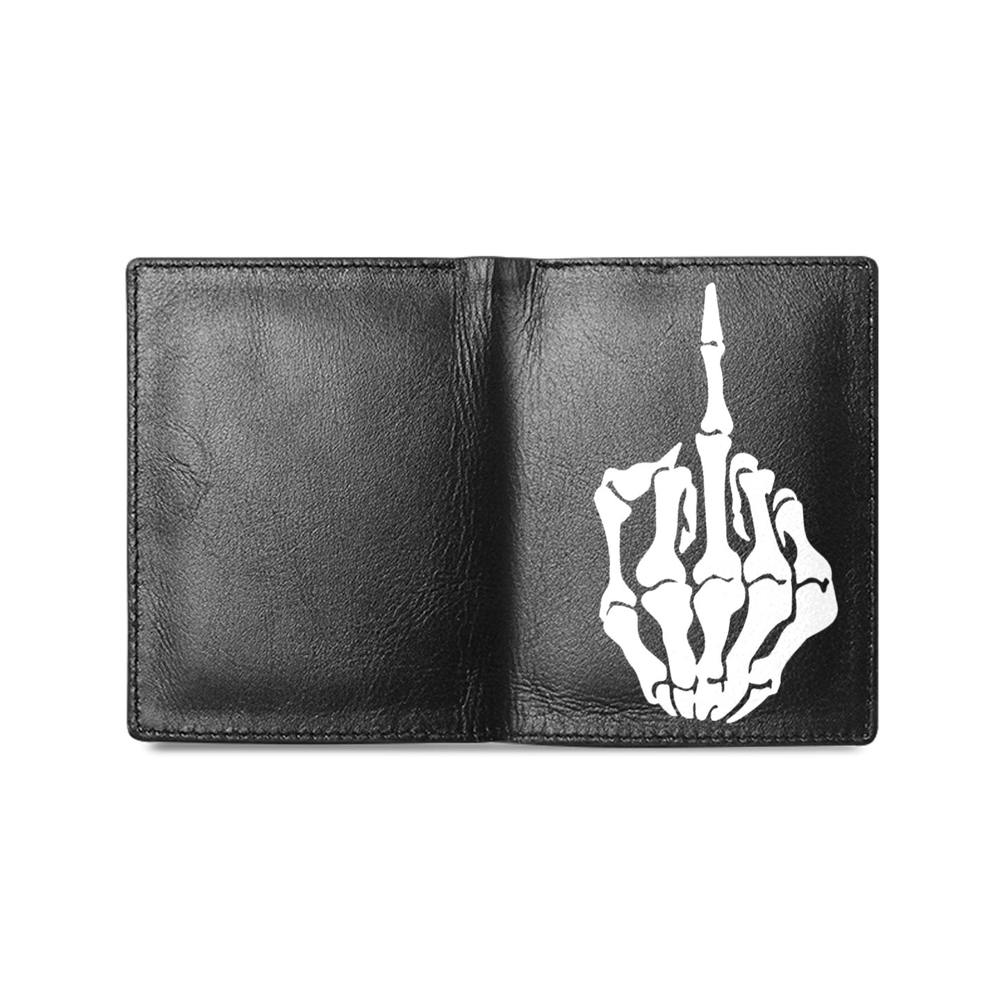 Skeleton Hand Middle Finger Leather Wallet