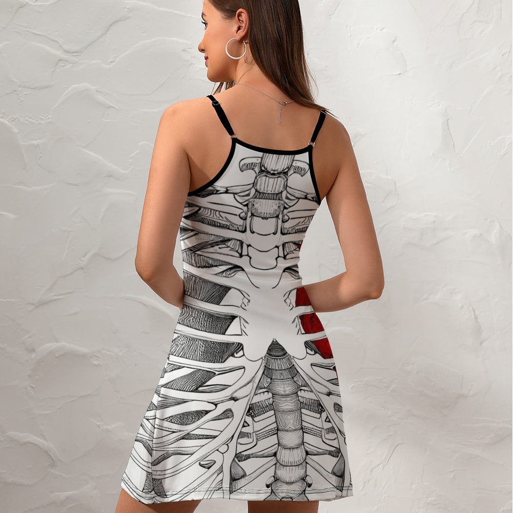 Skeleton And Heart Slim Sling Dress