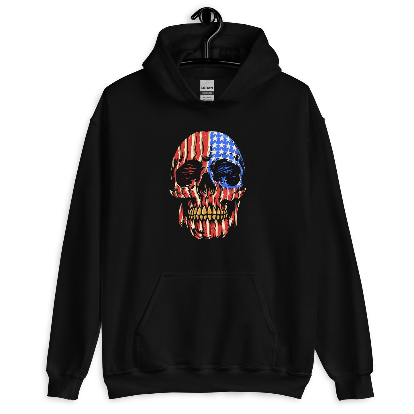 American Flag Skull Hoodie black