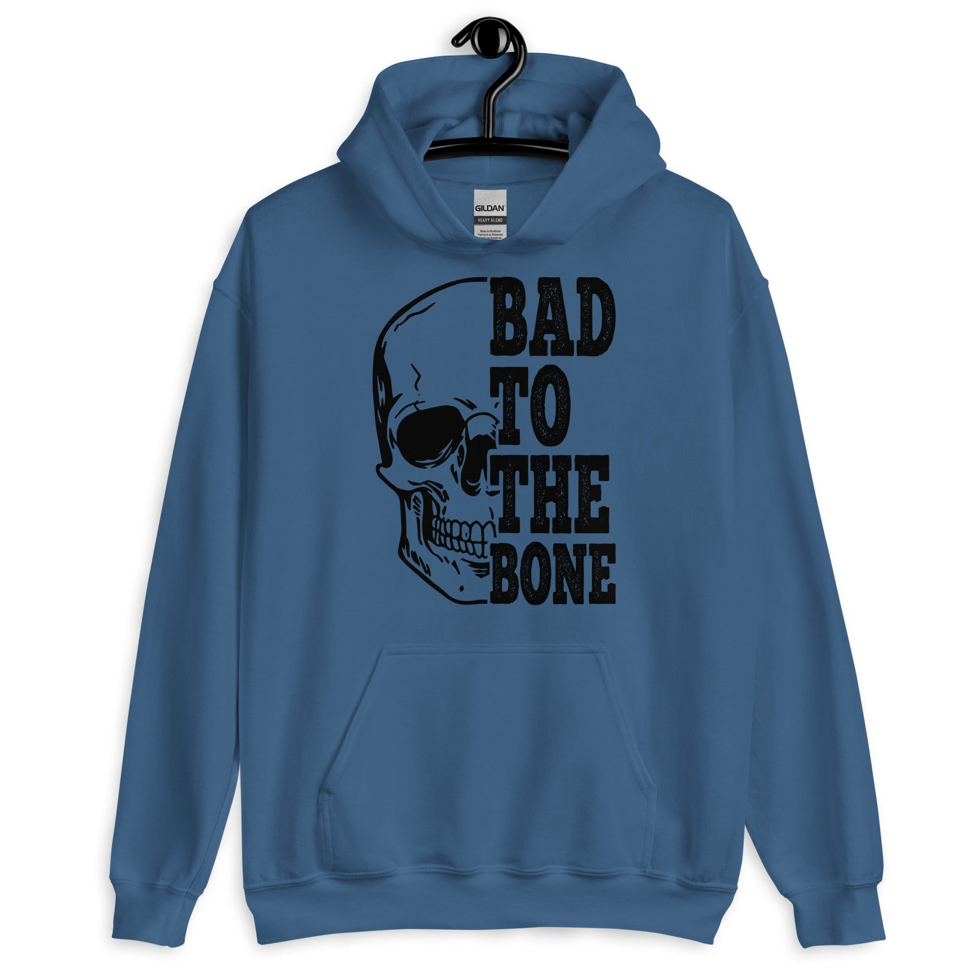 Bad To The Bone Skull Hoodie blue