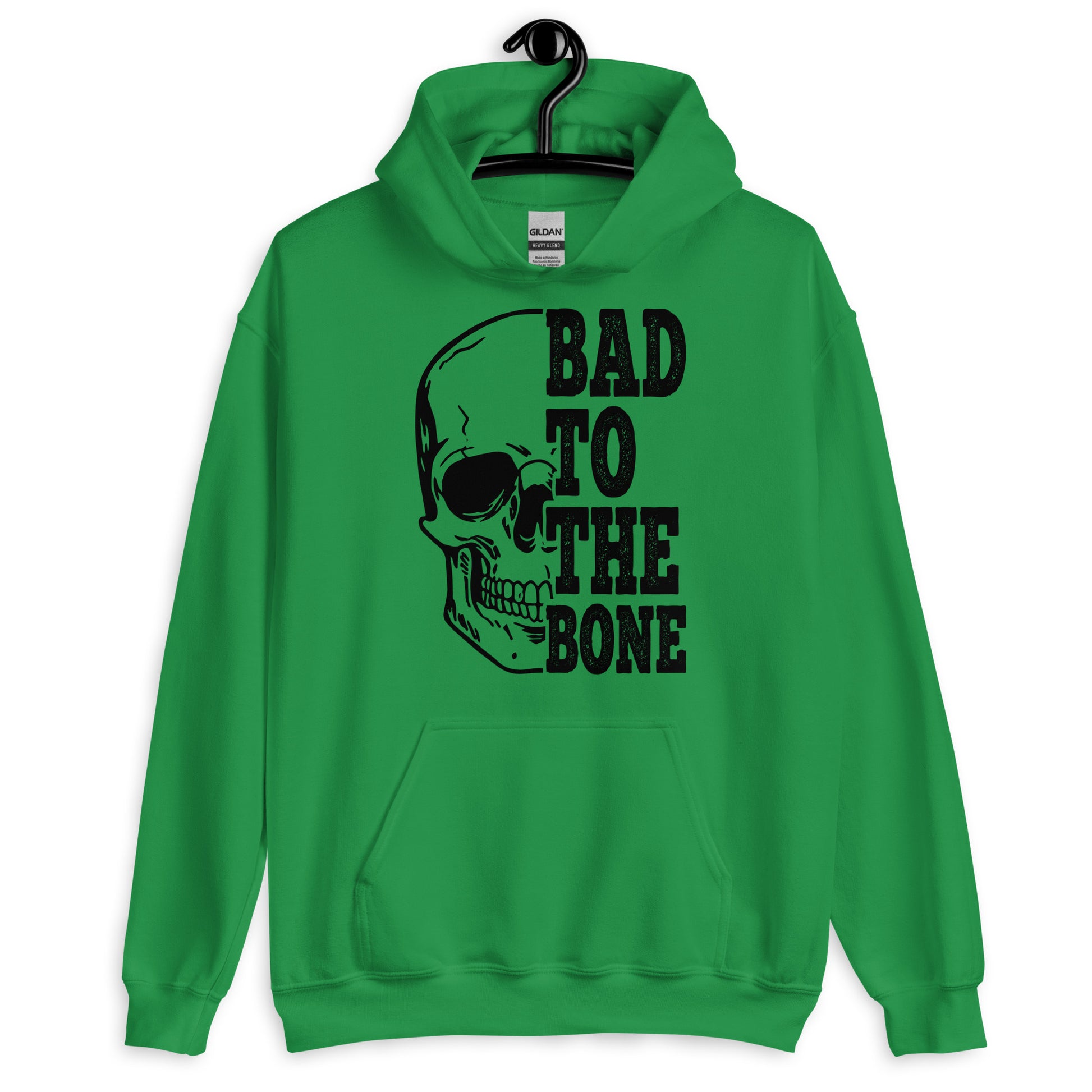 Bad To The Bone Skull Hoodie green