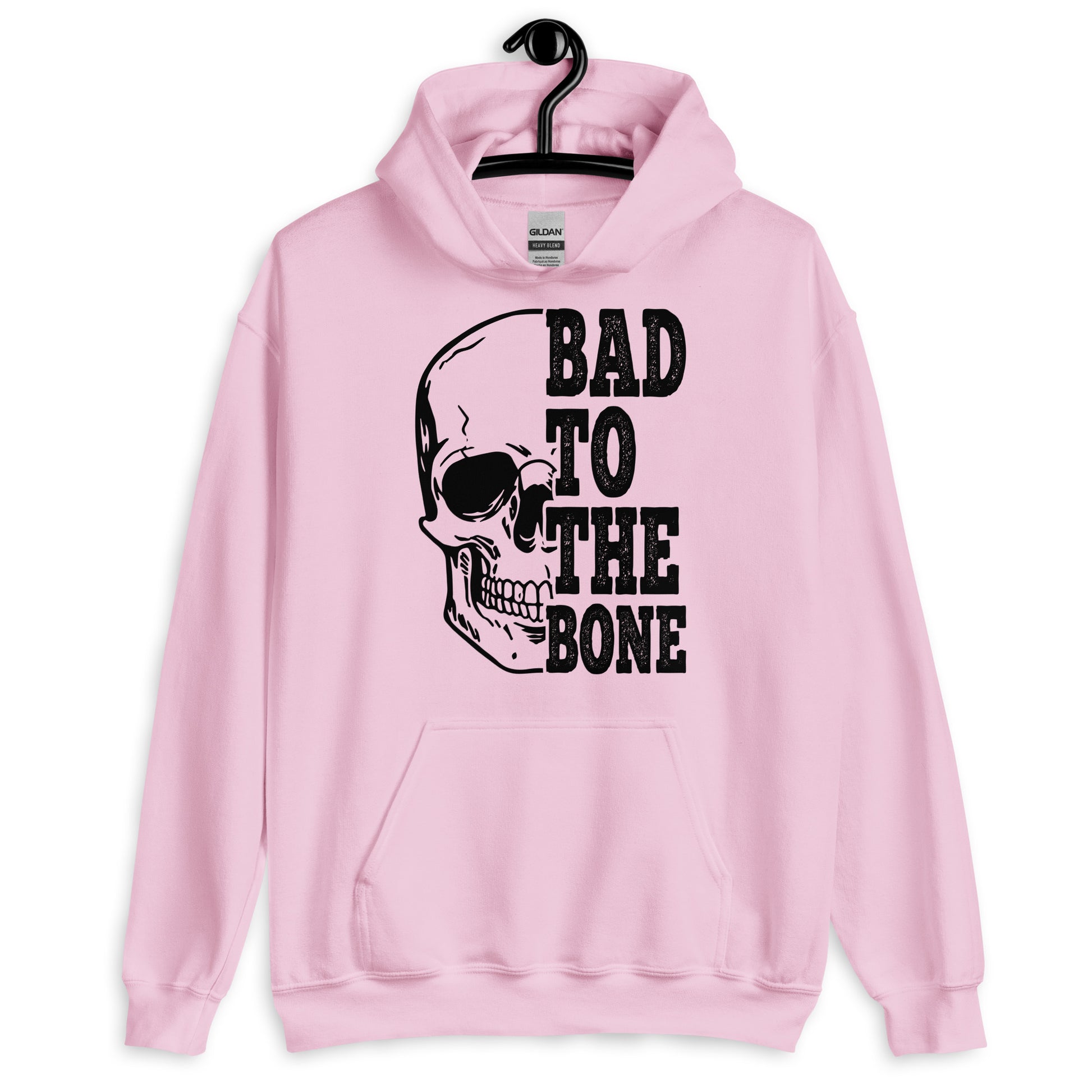 Bad To The Bone Skull Hoodie pink