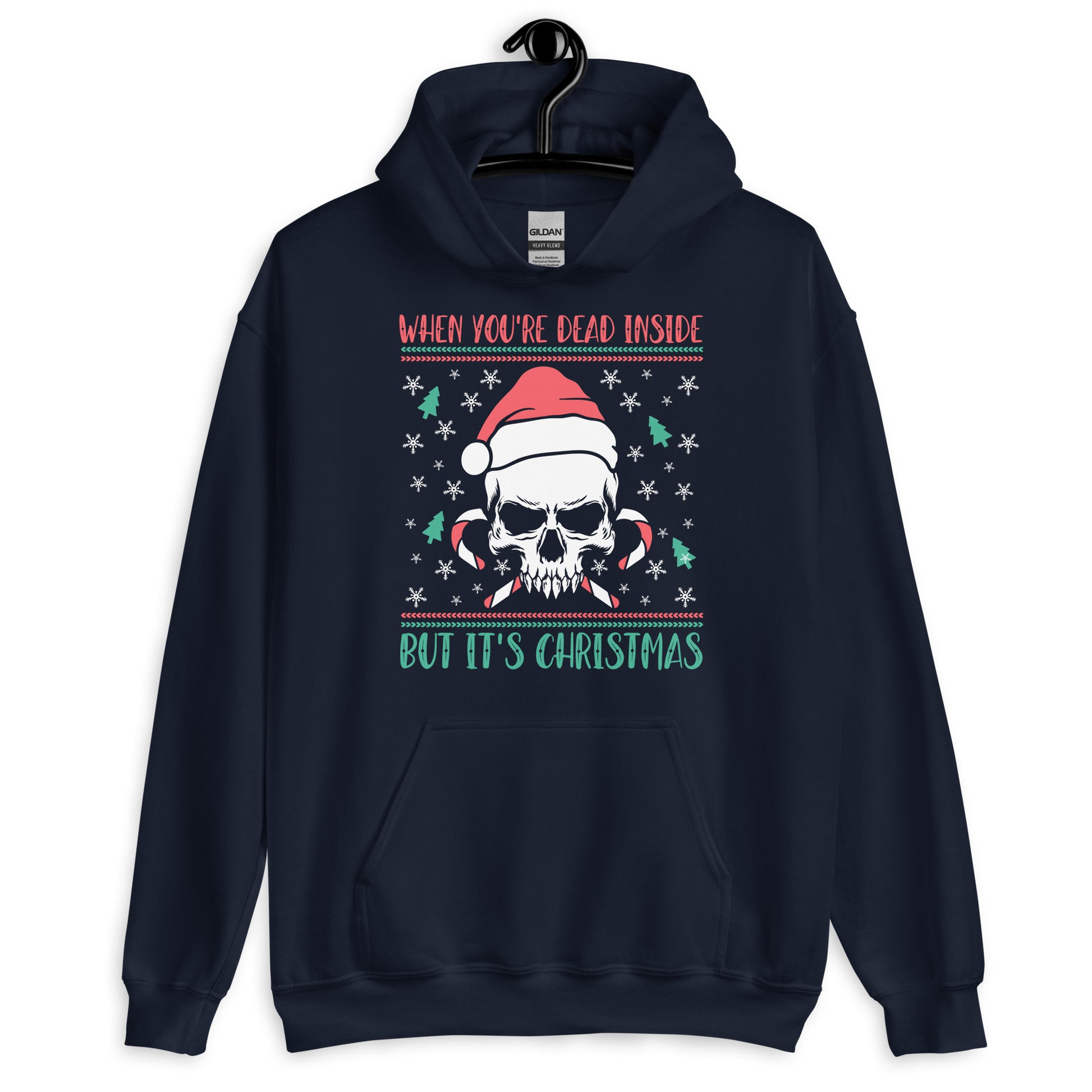 When You're Dead Inside But Its Christmas Hoodie dark blue