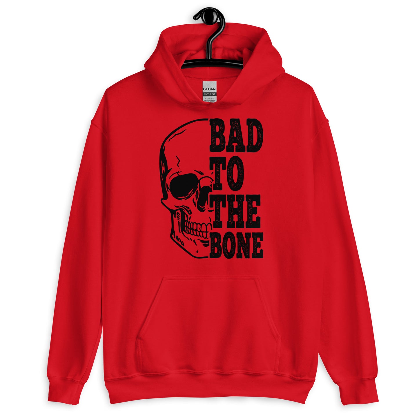 Bad To The Bone Skull Hoodie red