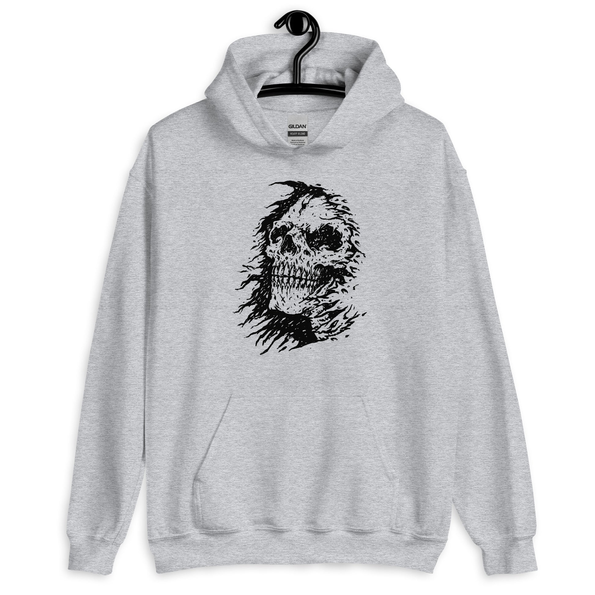 The Grim Reapers Skull Face Hoodie gray