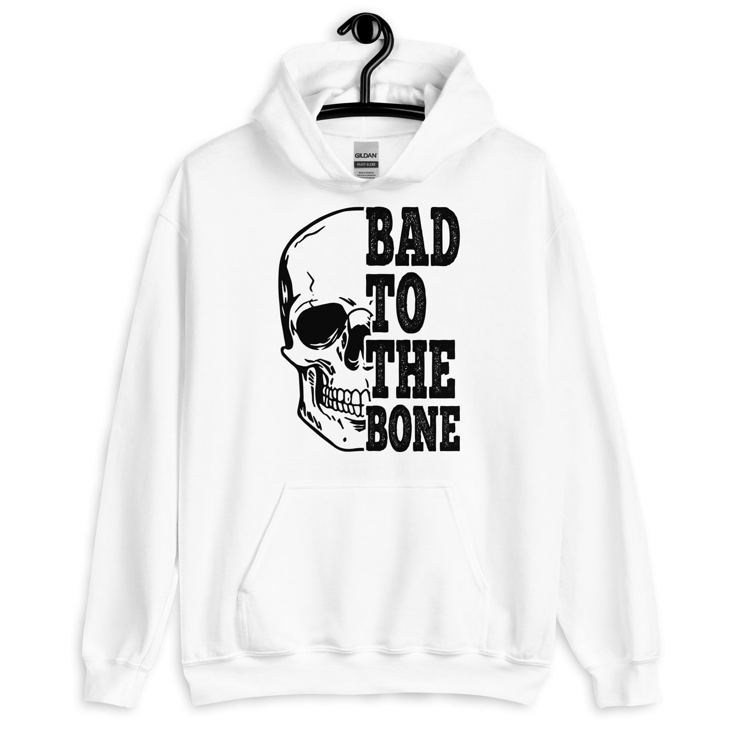 Bad To The Bone Skull Hoodie white